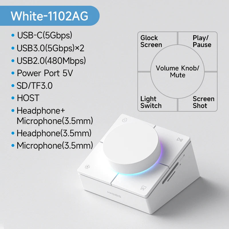 USB-C stolní hub s nastavitelným objímkou hlasitosti