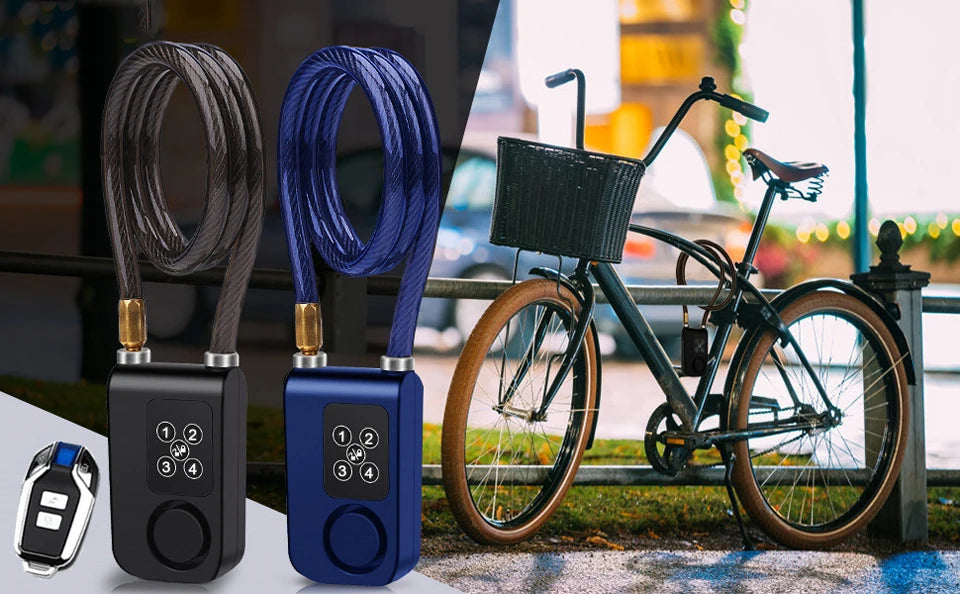 Bicycle Cable Alarm Lock with Remote