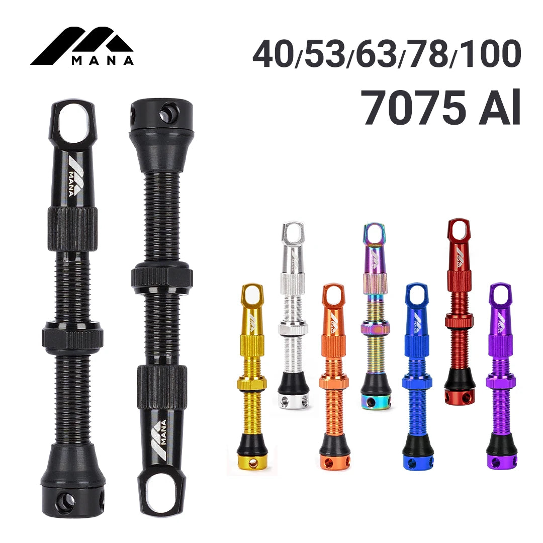 Válvulas Tubeless Presta MANA — Par, 40–100 mm