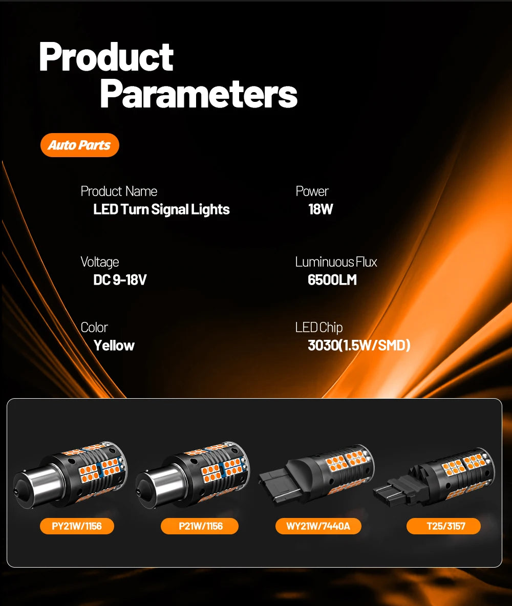 2 Stück PY21W BAU15S 7507 BA15S P21W 7506 WY21W 7440A T20 3156 P27W T25 LED Signallicht Blinker Beleuchtung Canbus Zubehör