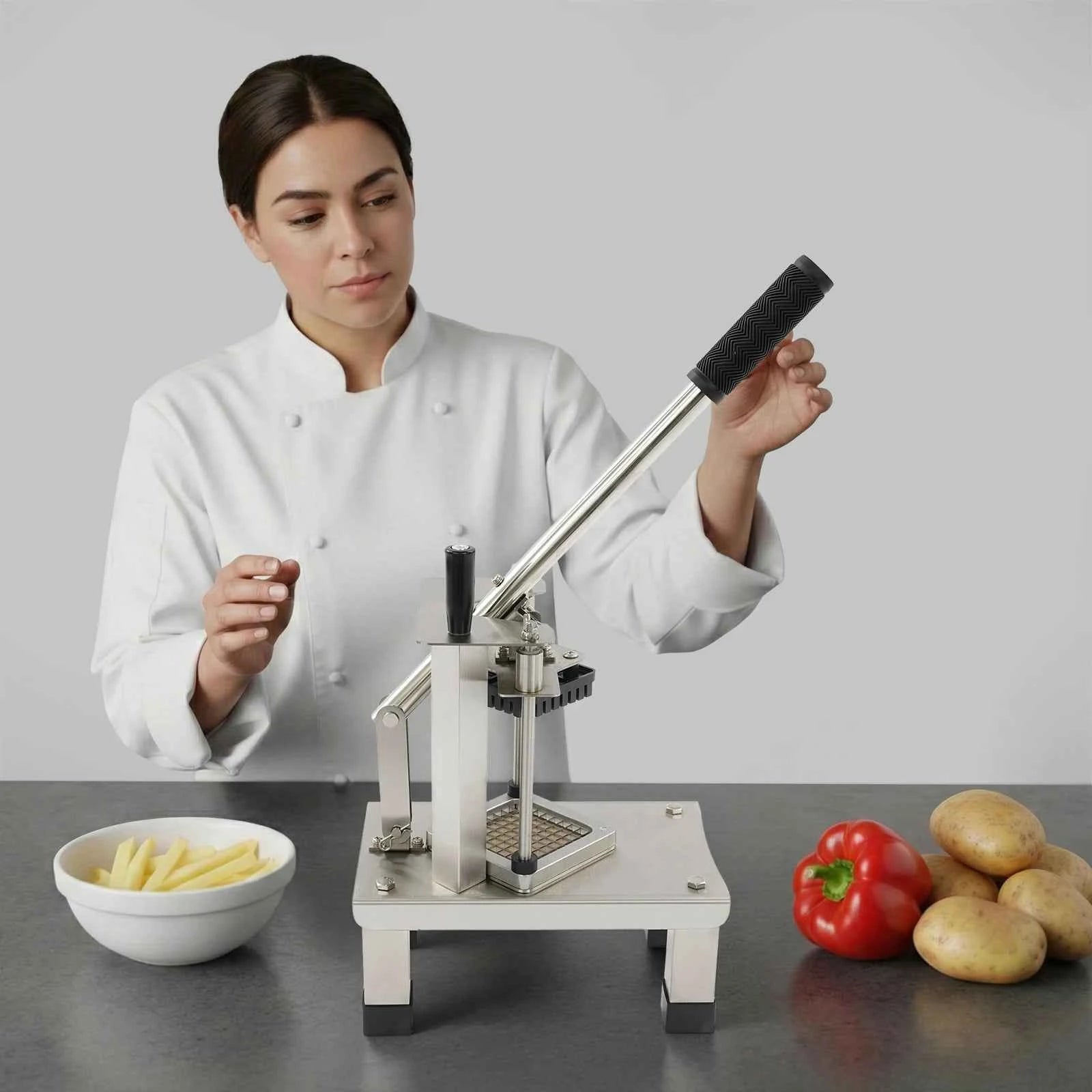 Commercial French Fry Cutter Kitchen Vegetable Dicer Multi-function Food Cutter with 3 Stainless Steel Blades for Home Restaurant
