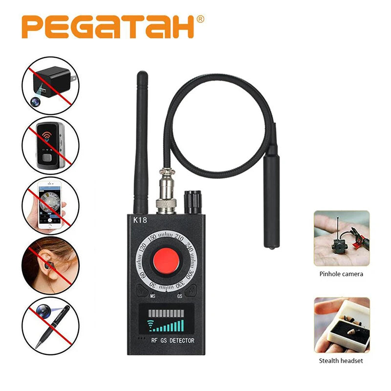 K18 Multi-function Anti-Candid Camera Wireless Lens Device Finder 1MHz-6.5GHz GSM Audio Bug GPS Signal RF Spy Tracker Detect