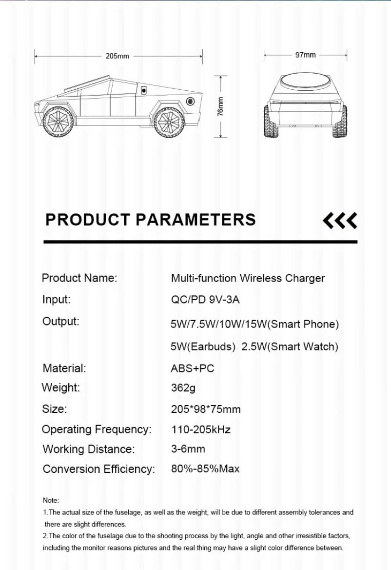 Car-Model Three-Device Wireless Charging Station