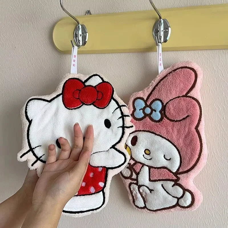 Sanrio Coral Fleece Hand Towel – Hello Kitty, My Melody & Pochacco 🐱 