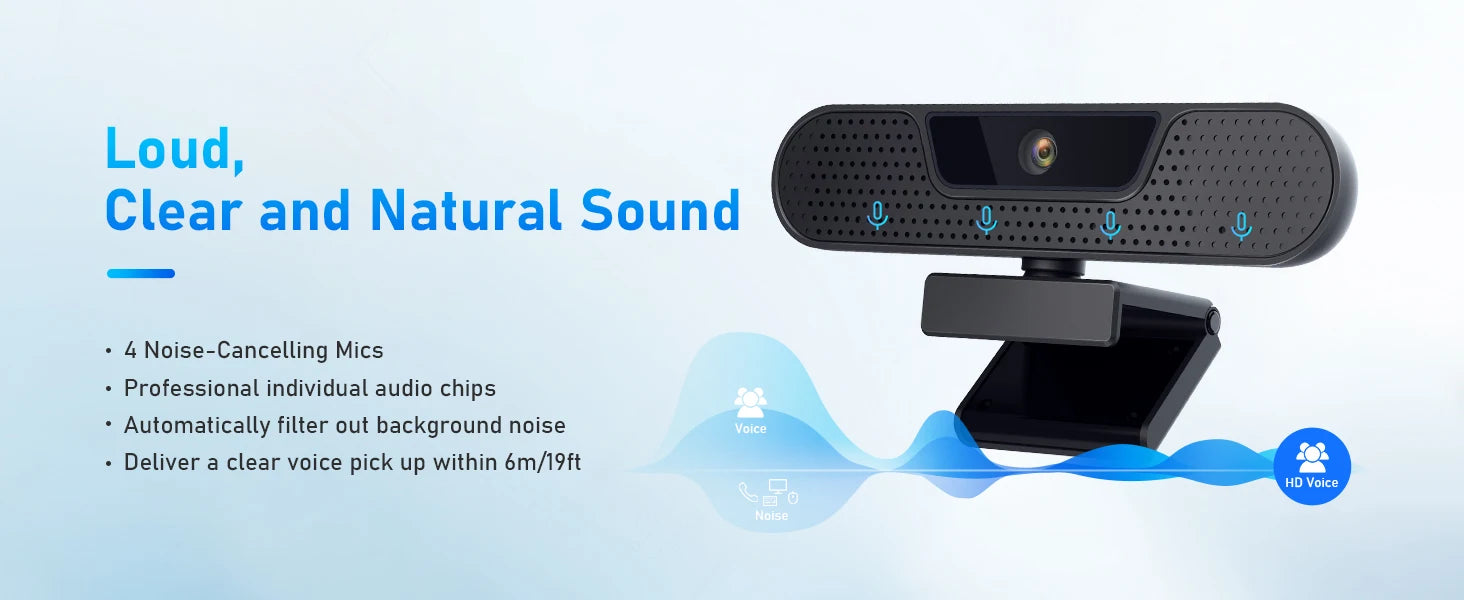 VIZOLINK 4K UHD Webcam 8MP Web Cam 4 Noise Cancelling Mics Auto Focus USB Web Camera For PC  Zoom Teams Google Meet Streaming