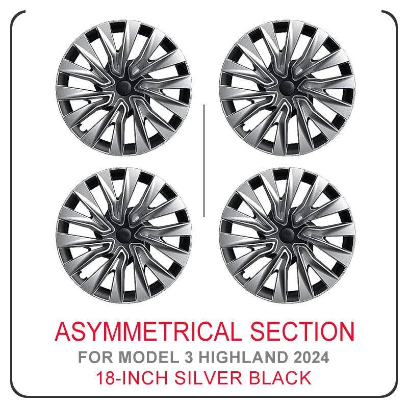 4PCS Tesla Model 3 Highland 18" Wheel Cover Hubcaps Turbine Style