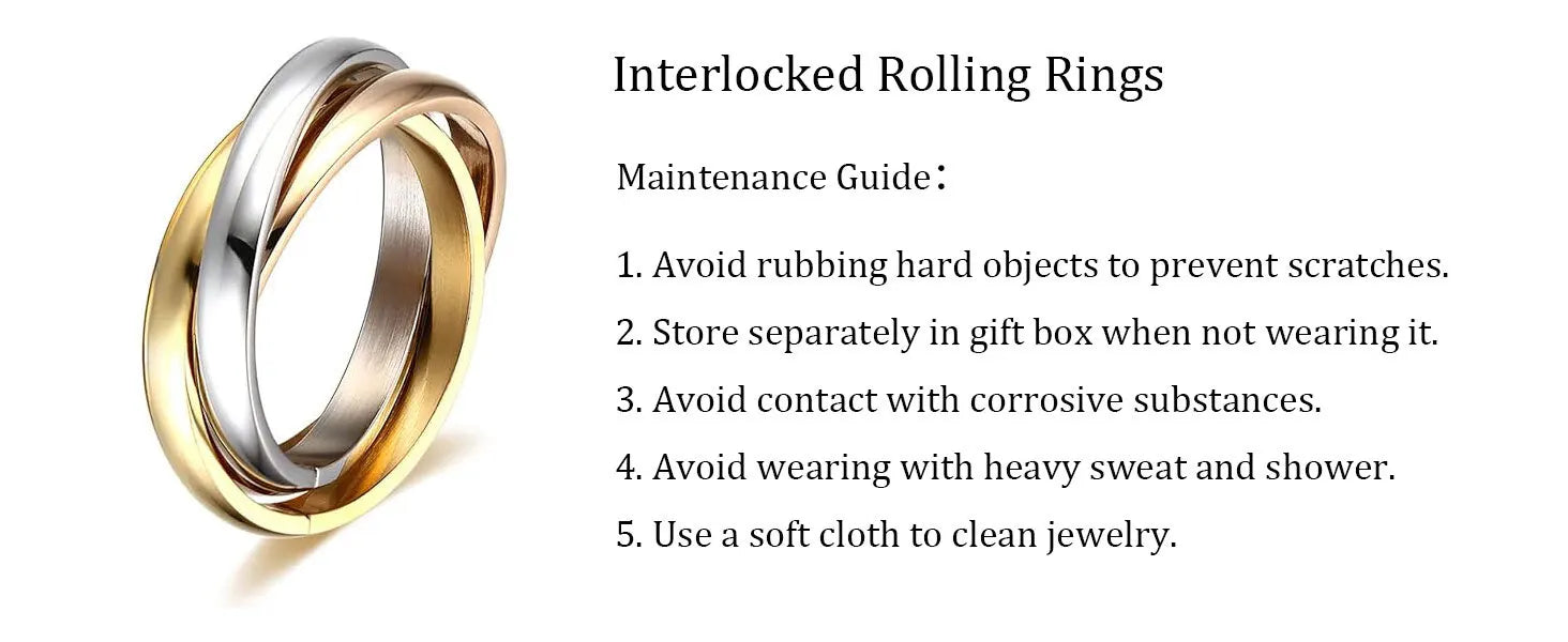 Stainless Steel Interlocked Triple Ring for Women