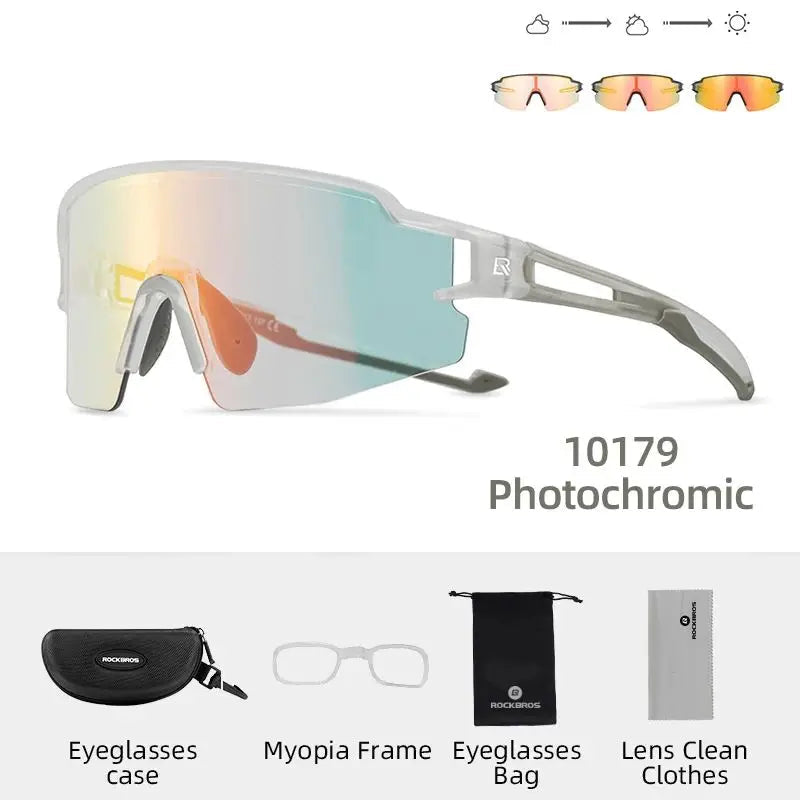 ROCKBROS Cycling Glasses Photochromic Eye Protecting Glasses Glasses Eyewear Goggles Windproof Bicycle Outdoor Sports Sunglasses 