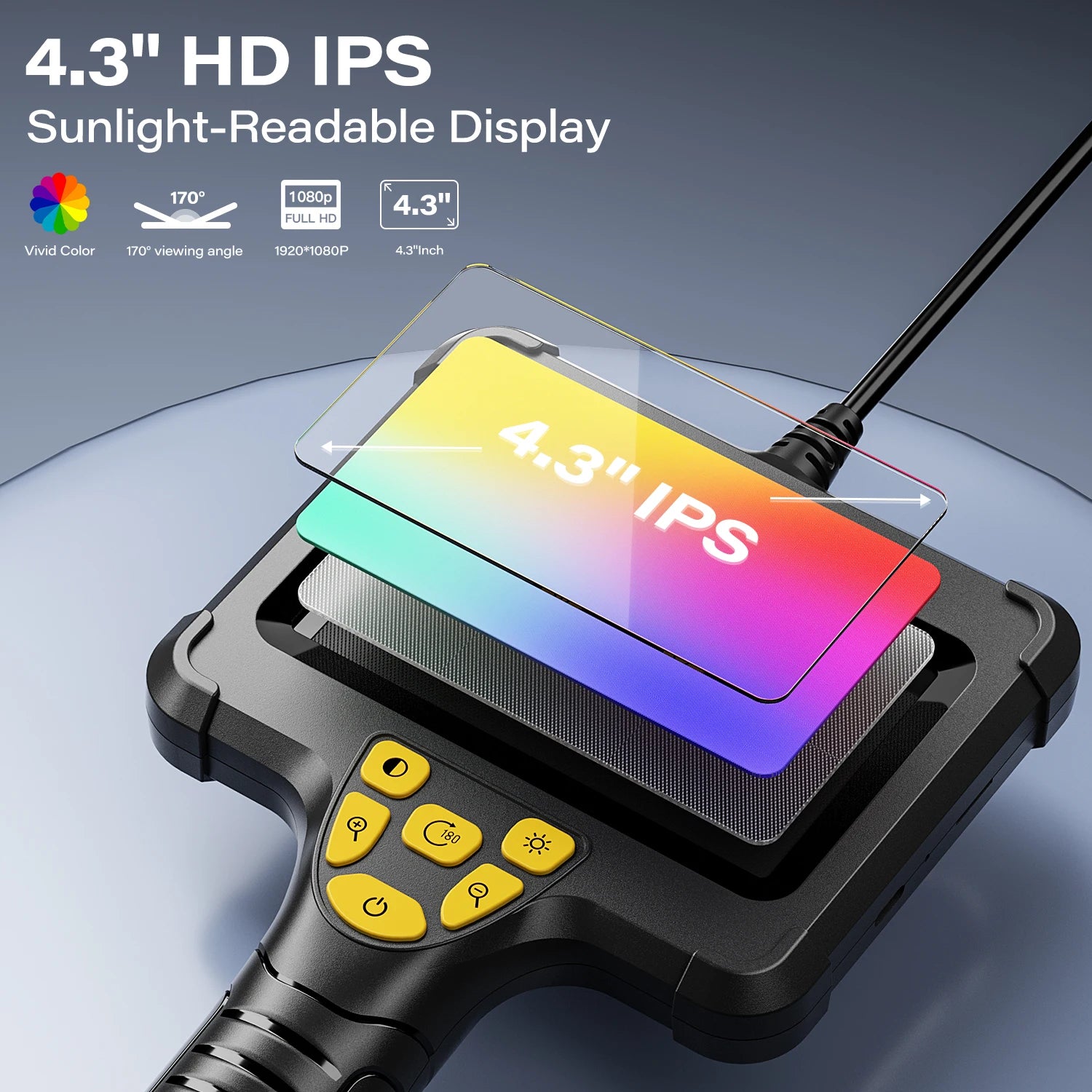 4.3" Industrial Inspection Borescope with 8mm Waterproof Probe