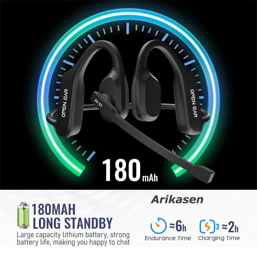 Open-Ear Headsets with Noise Canceling Boom Microphone Lightweight Bluetooth Wireless Headphones for Trucker Office Call Center 