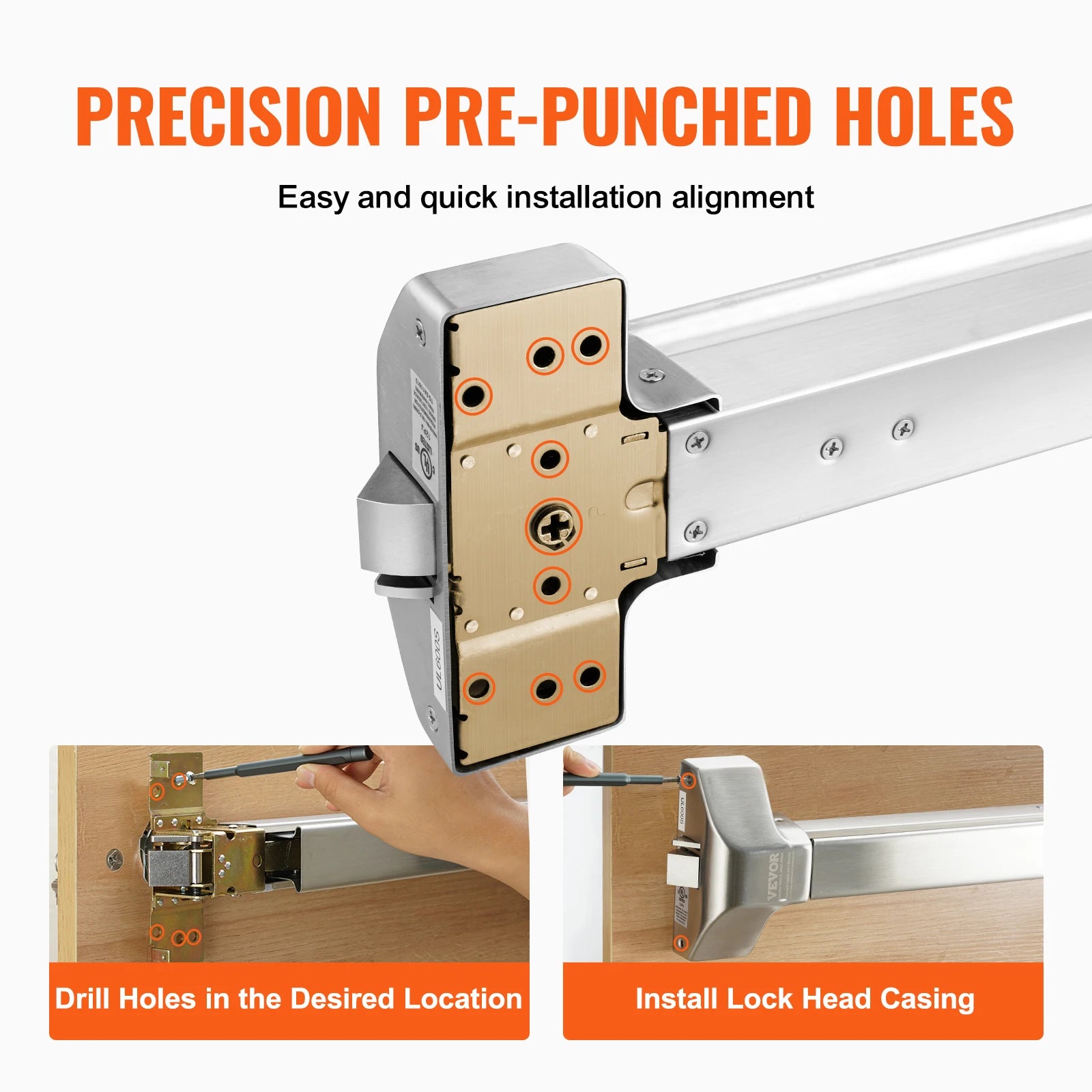 Stainless Steel Push Bar Panic Exit Device with Exterior Lever