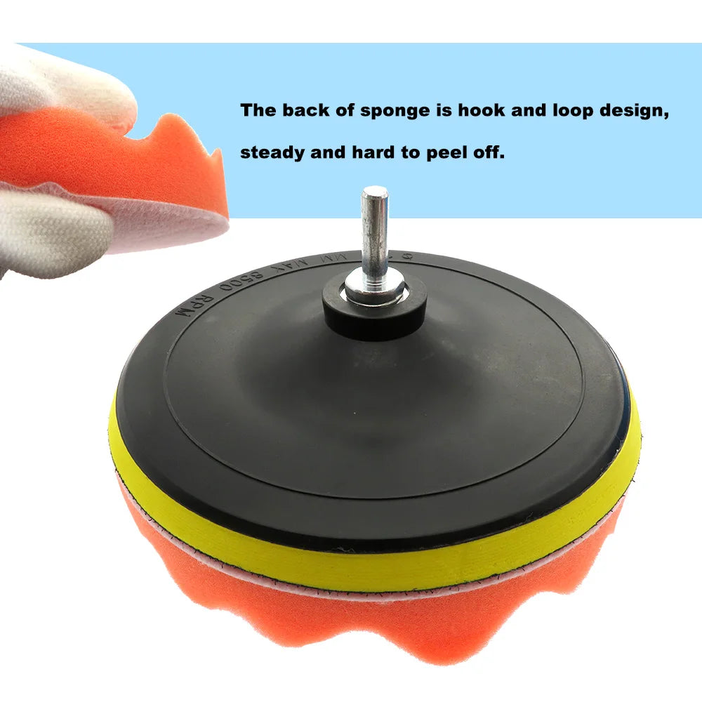 3" 5" 7" 80/125/180mm Polishing Sponge Pad Kit Car Polisher Soft Wave Foam Waffle Pad Car Wash Cleaning Detailing Tool