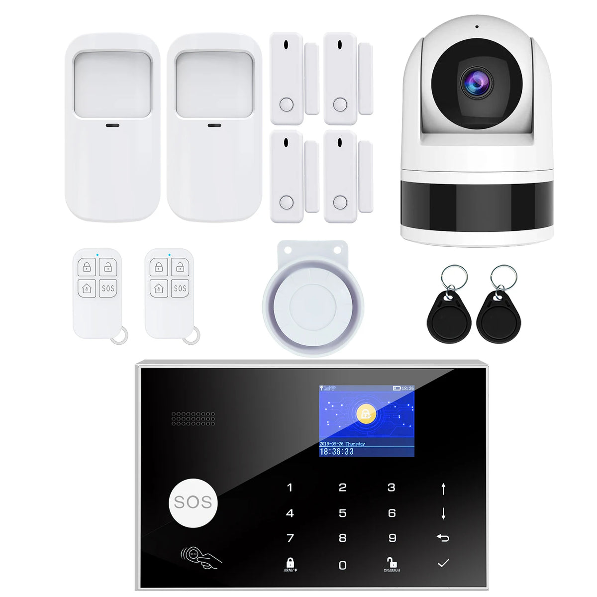 Tugard Otthoni Biztonsági Rendszer Készlet, WiFi GSM, anti-tolvaj rendszer ajtó- és ablakérzékelővel, Tuya App támogatás, Alexa hangvezérlés
