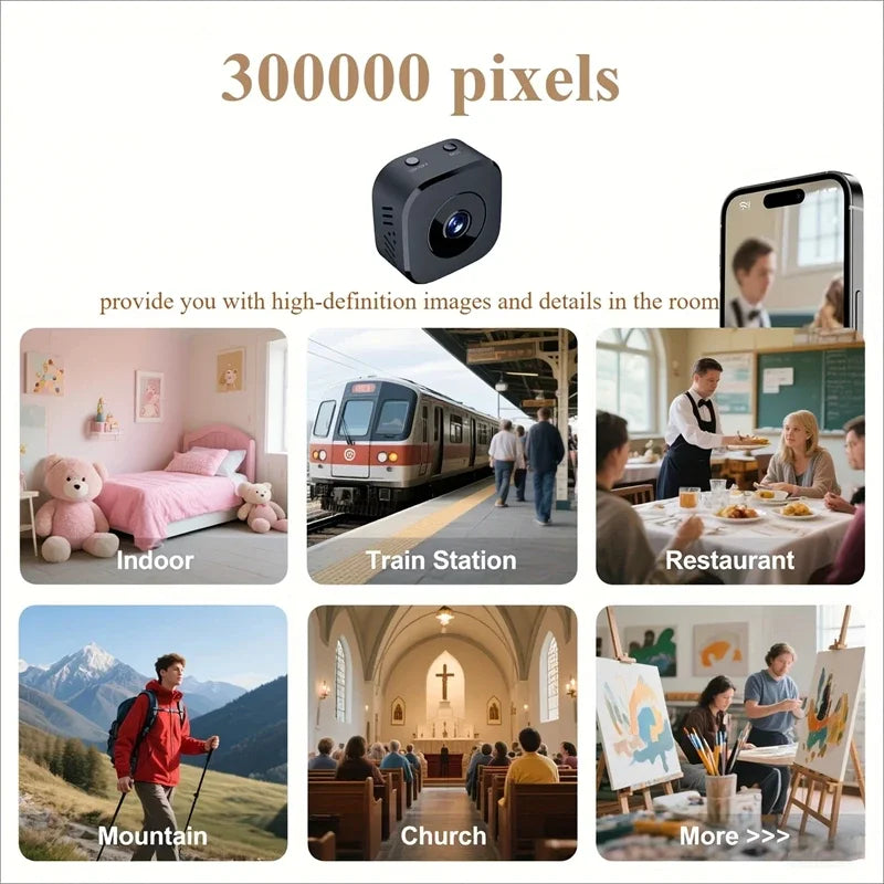 Wireless Mini Security Camera 1080P WiFi Indoor Outdoor Surveillance with Motion Detection Night Vision 2 Way Audio