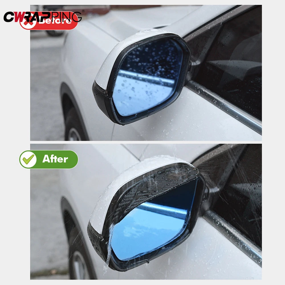 2PCS Car Rearview Mirror Rain Eyebrow Carbon Fiber Sun Visor Shade Cover Protector Clear Vision for Rain Car Mirror Accessories 