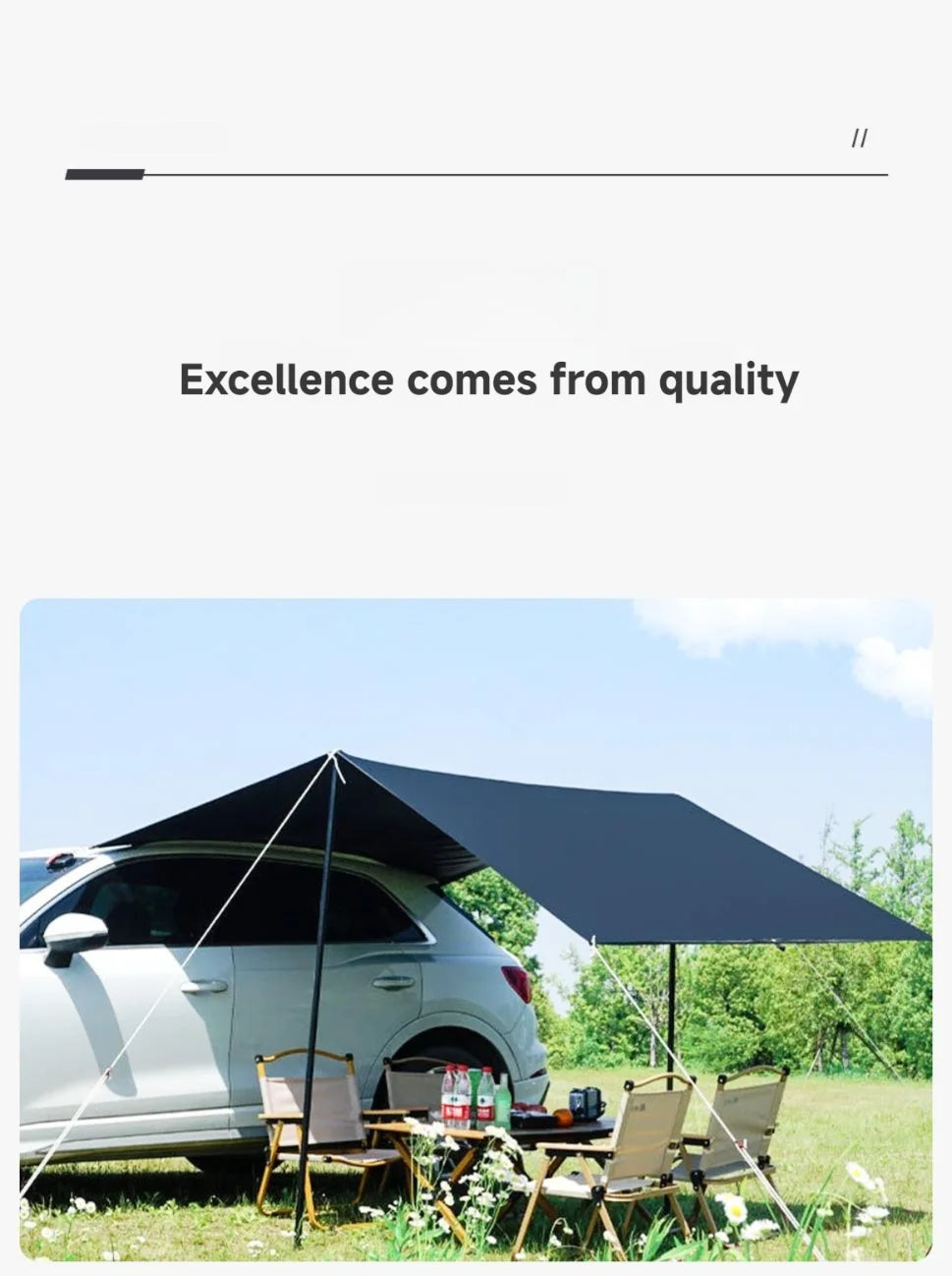 Portable Car Awning Tarp for Camping and Outdoor Shade