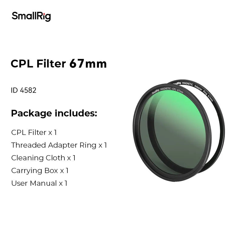 SmallRig 5-in-1 Attachable Filter Kit VND 2-32 & CPL & 1/4 Effect Black Mist (67mm) with VND, CPL, and Black Mist Filters 4726