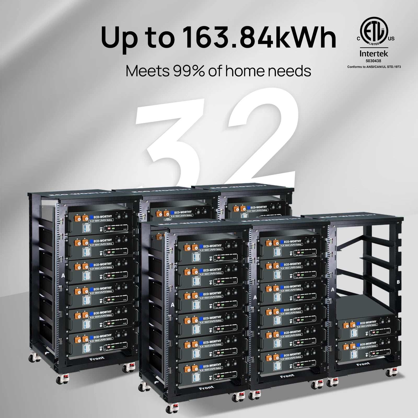 48V 100Ah LiFePO4 baterie pro serverový stojan 5,12 kWh s Bluetooth