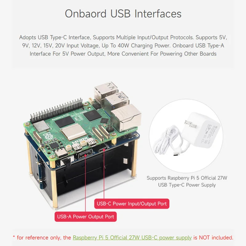 UPS HAT E for Raspberry Pi 5 - 21700 Battery Board
