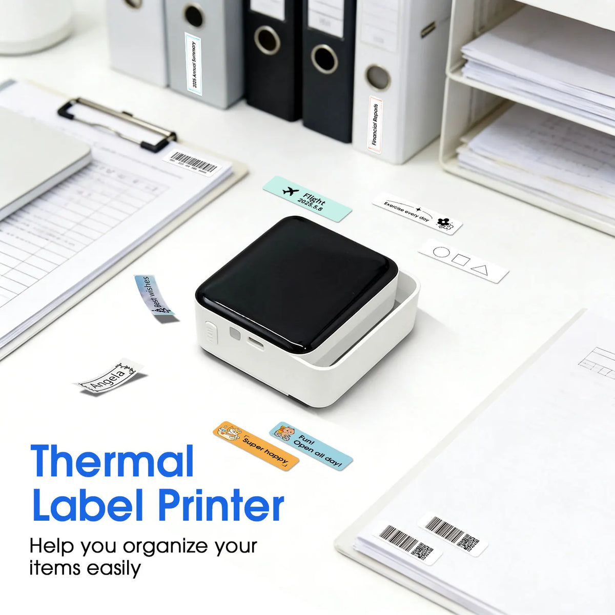 Thermal Label Printer Similar Labeling Machine Wireless Bluetooth Label Maker With Label Sticker