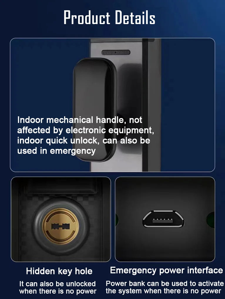 Face Recognition Digital Door Lock with Camera, Fingerprint & Keyless Entry
