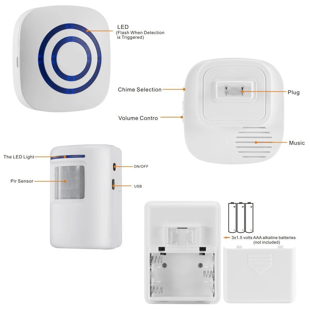 Wireless PIR Entrance Chime with Receiver