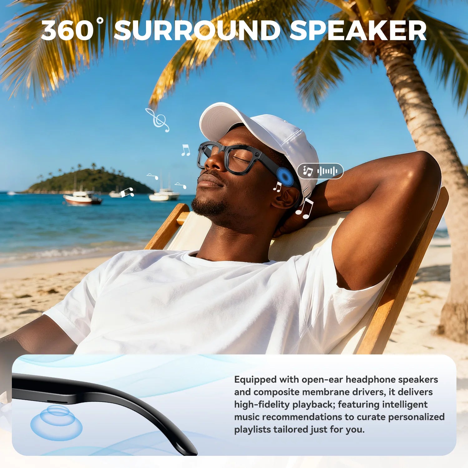 AI Smart Glasses with 8MP Camera, Translator & Open-Ear Audio