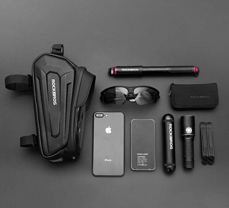 Borsa per telaio bici resistente all'acqua con supporto per telefono con schermo touch
