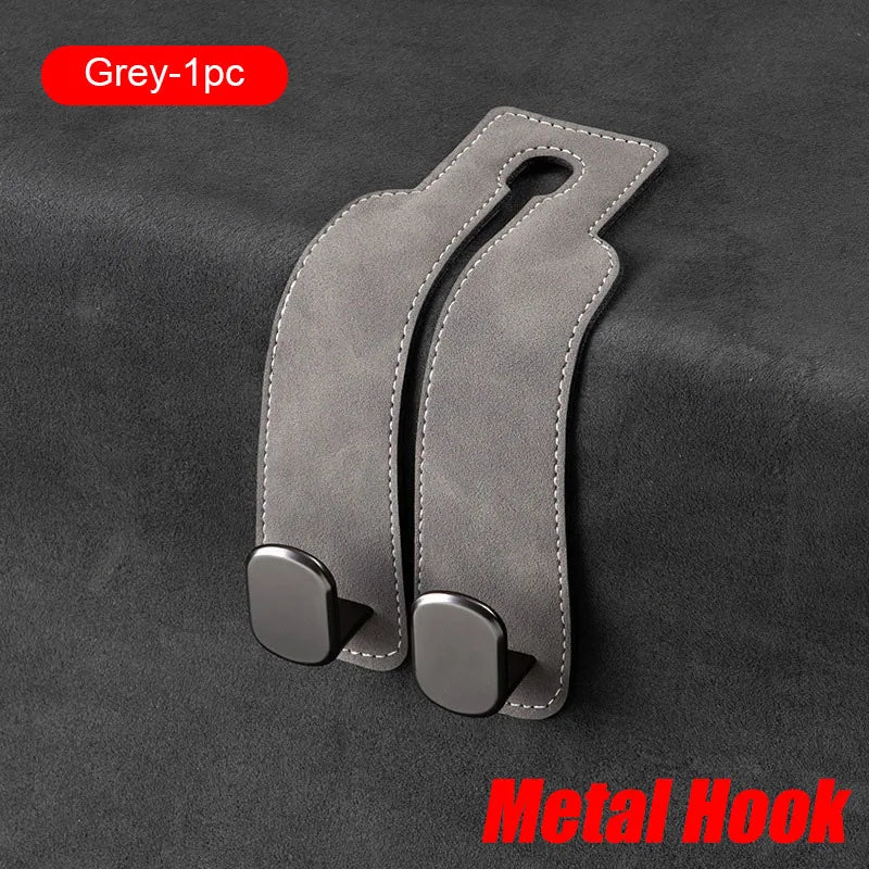 SEAMETAL Car Seat Back Hook Luxury Suede Headrest Hanging Hook 20KG Load-Bearing Universal Backseat Storage Hook for Purse Bag