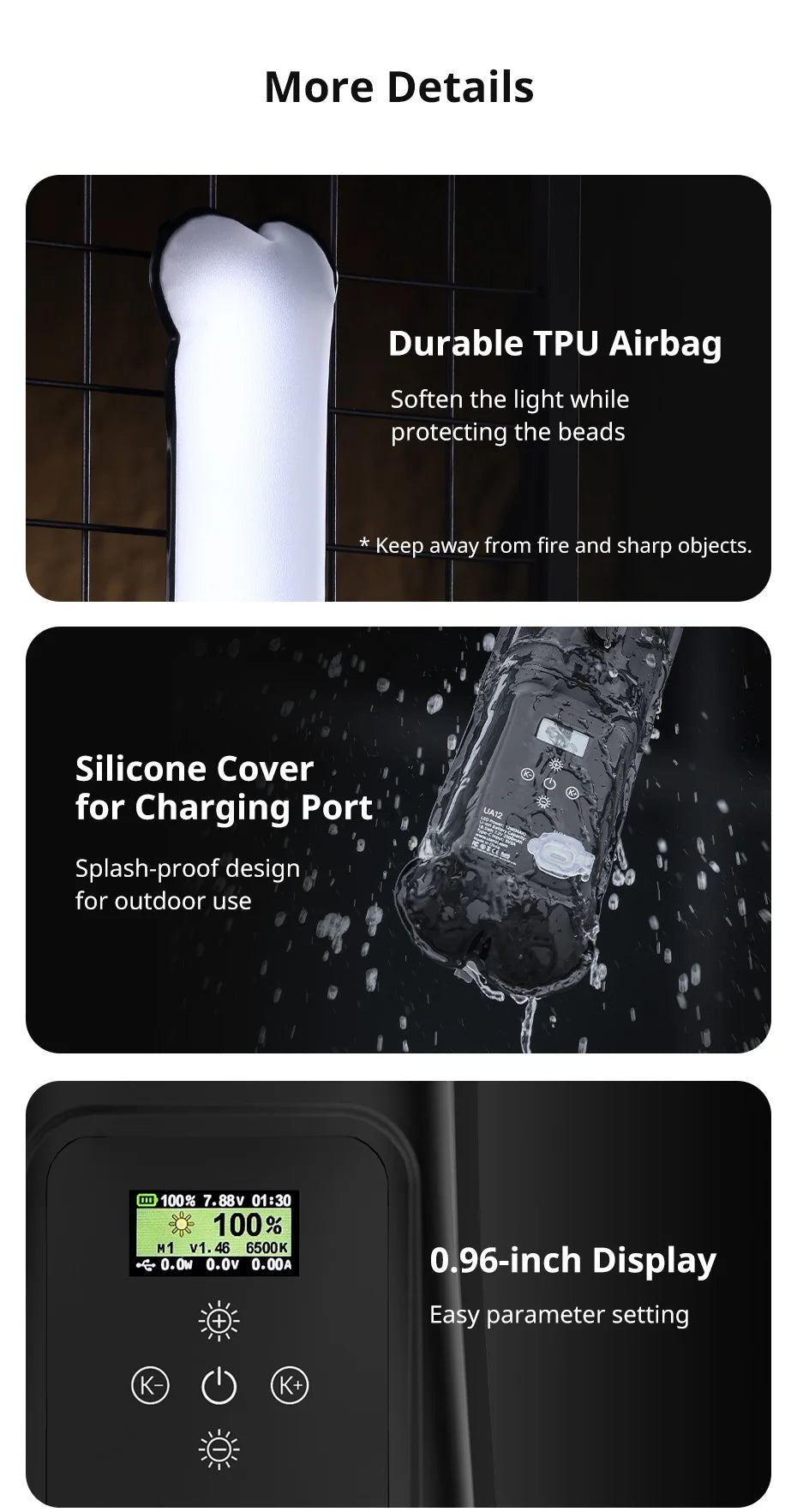 Ulanzi UA12/UA20 Taşınabilir Hava Tüpü Işık 12W İki Renkli Dolgu Işığı