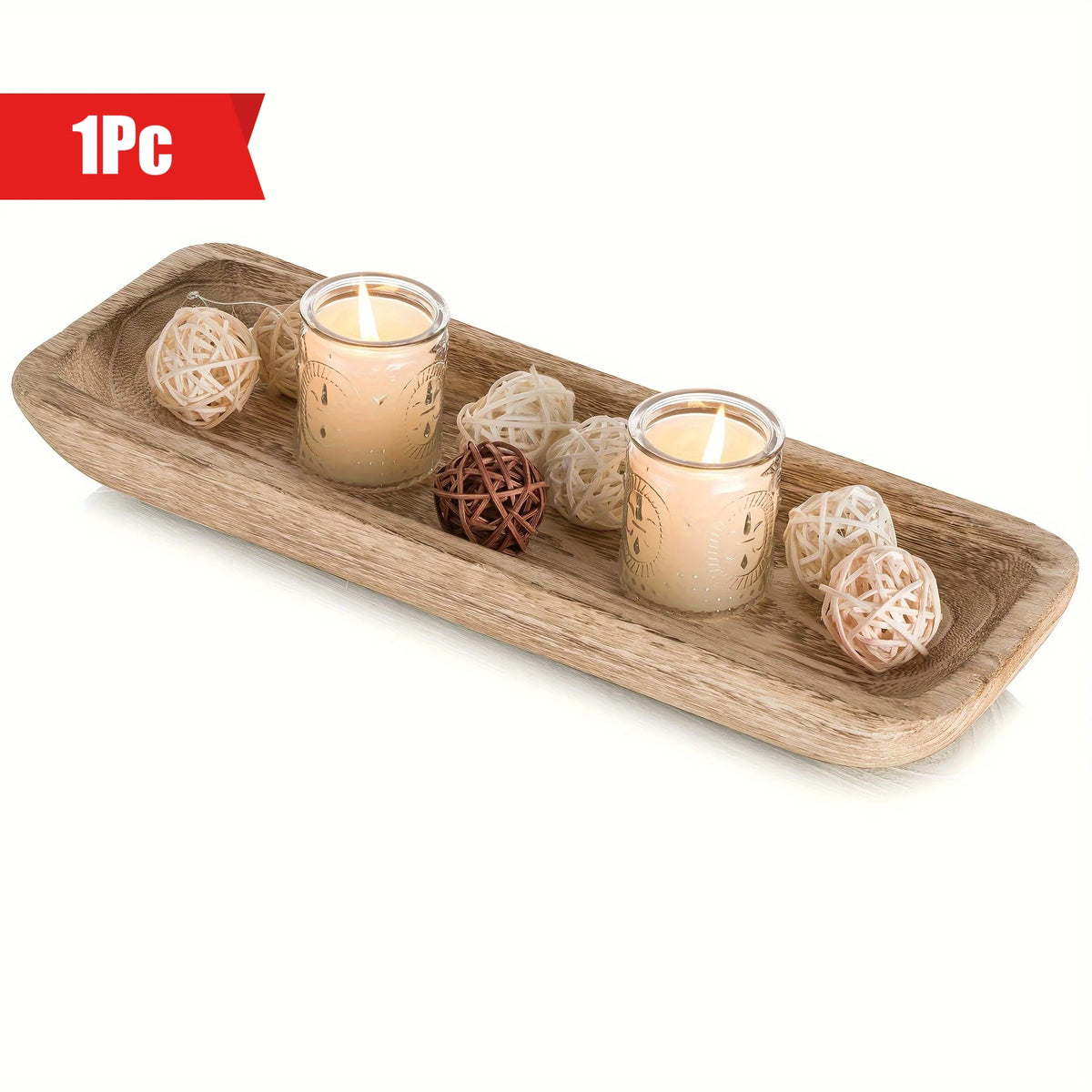Long Wooden Decorative Tray, 16-Inch Format