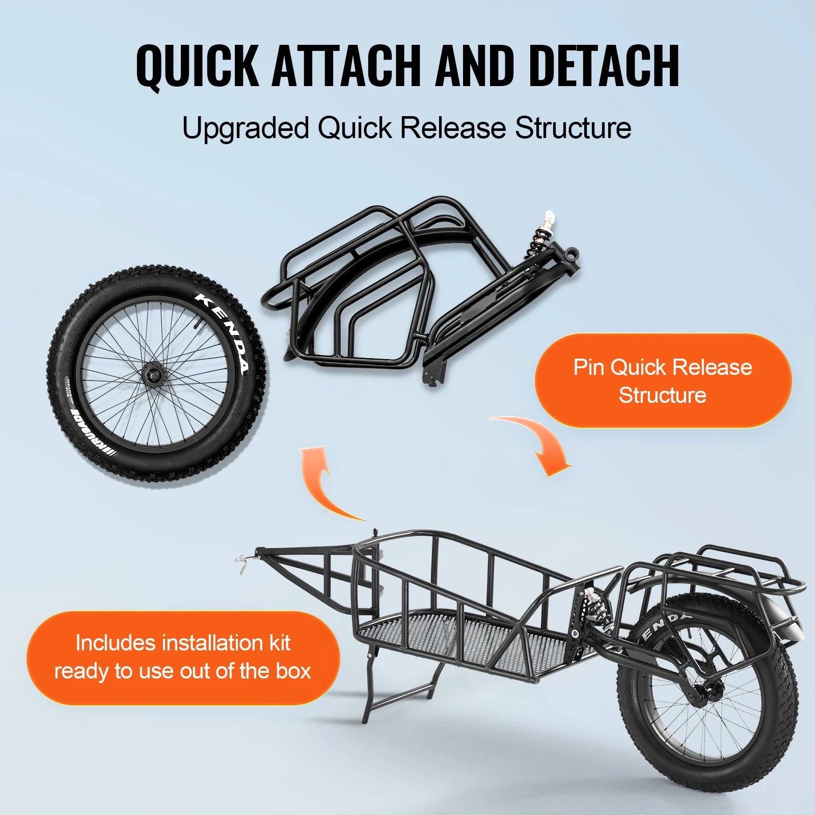 Bike Cargo Trailer 70 lbs Capacity with Quick Release & 20" Wheels