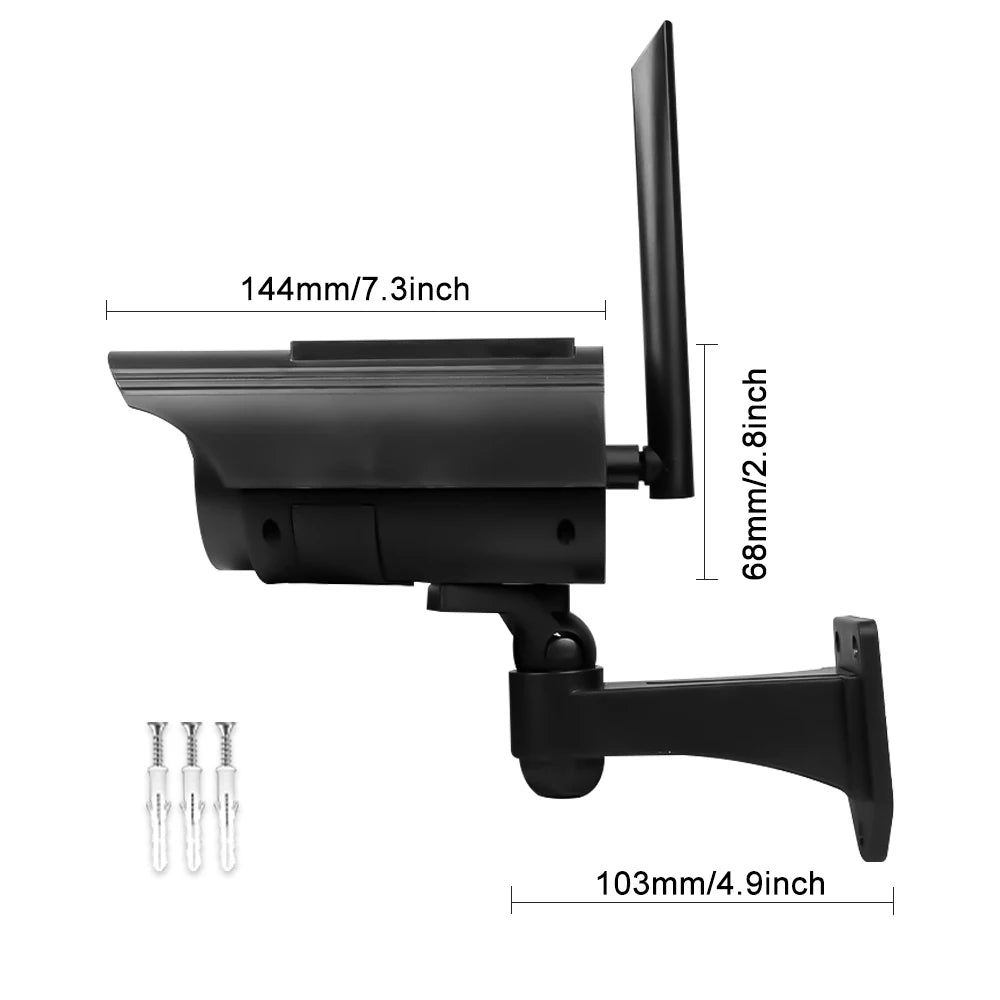 Outdoor Motion Sensor Solar Lights Dummy Decoy Fake Camera Waterproof Automatic Rotation Fake CCTV Monitoring For Porch Garden 