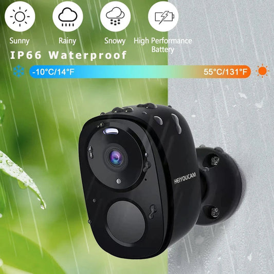 Security Cameras Wireless Outdoor, 2K Battery Powered WiFi Camera AI Motion Siren Spotlight, Color Night Vision, IP66 Waterproof 