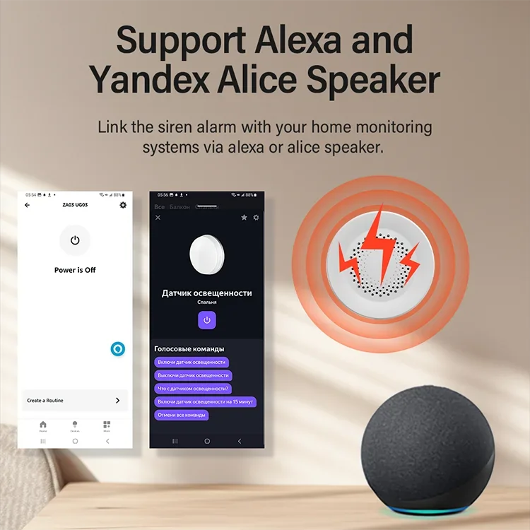 Tuya Zigbee Siren Alarm For Smart Home Security 100db Speaker Works With Alexa Yandex Alice Require Tuya Zigbee Hub. 