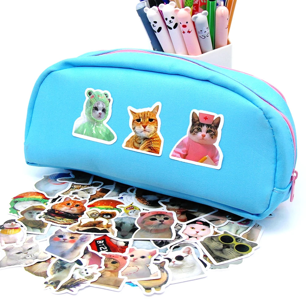10/50/100pcs Funny Cat Stickers Cartoon Cute Decals Toy Stationery Guitar Phone Bicycle Laptop Luggage Car Graffiti Kids Sticker 