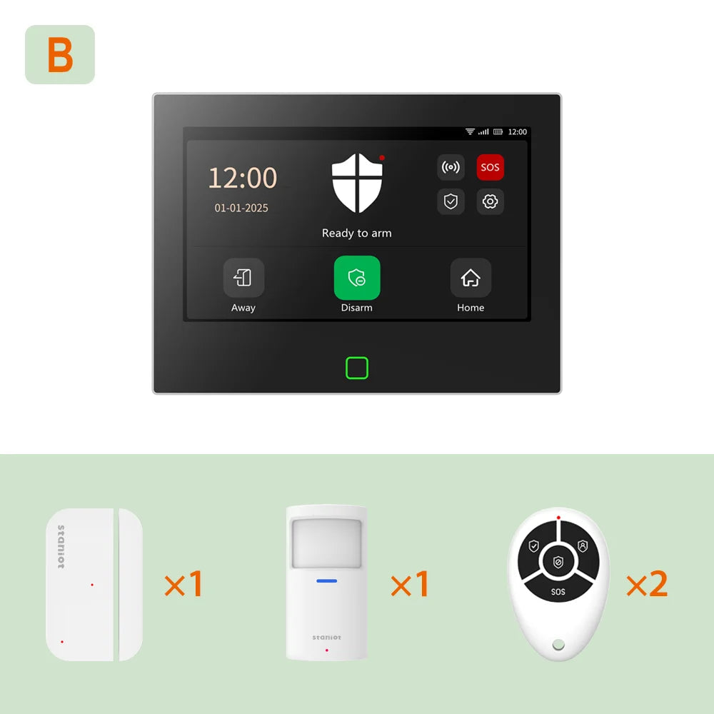 500m Transmission Distance 7 Inch GSM LoRa Staniot Version Security Alarm System Tuya WiFi 4G Smart Home Burglar Alarm Kit Home 