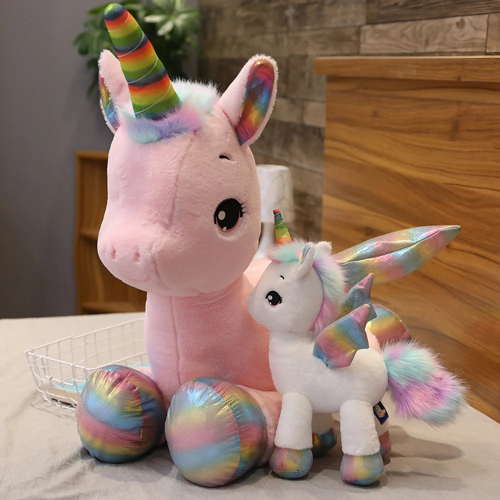 Huggable Soft Cute Unicorn Dream Rainbow Plush Toy High Quality Pink Horse Sweet Girl Home Decor Sleeping Pillow Gift For Kids 