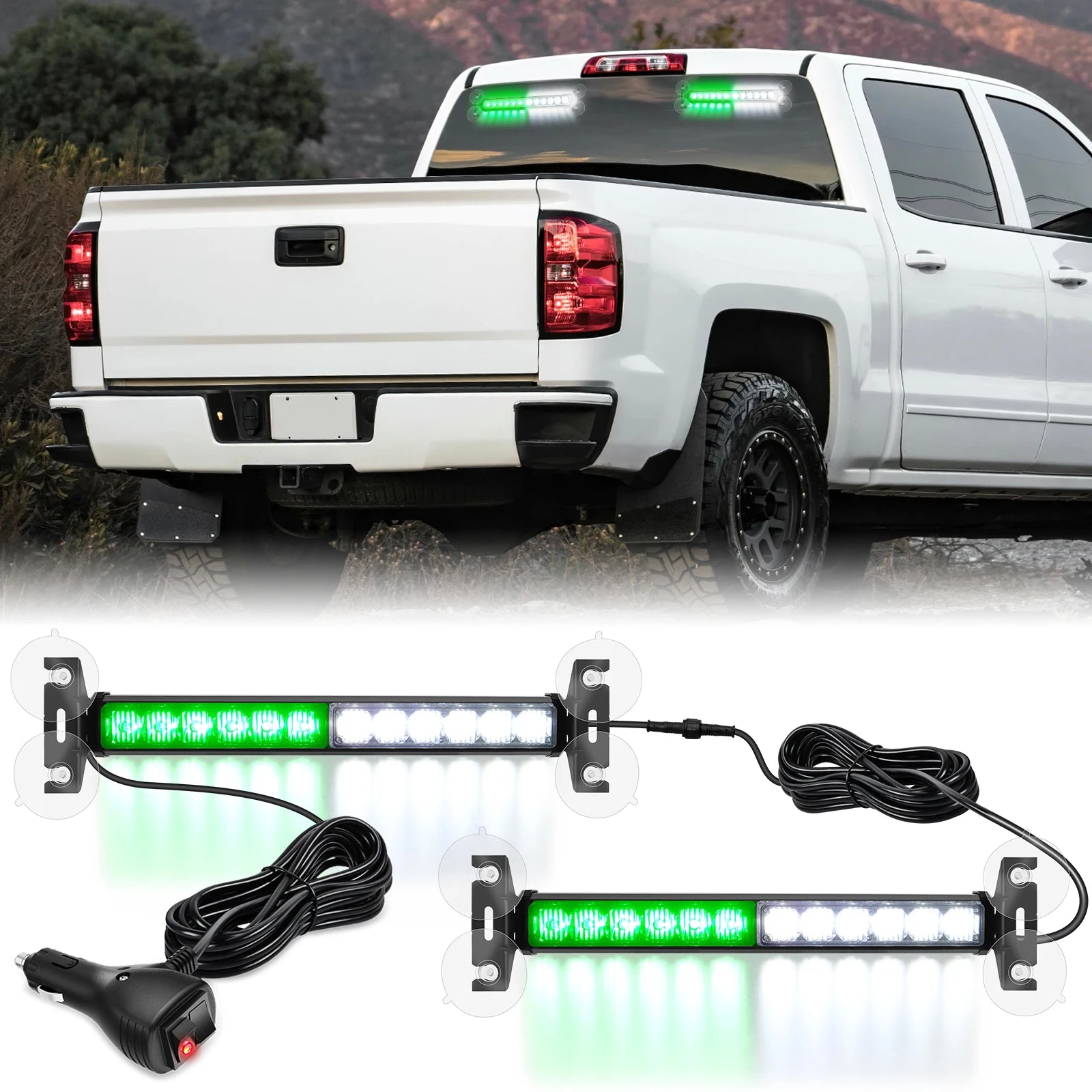 Nilight Automotive Strobe Traffic Advisor Light Bar 2-1 Dash Warning Safety Flashing Light Front/Rear Off-Road Truck Accessories