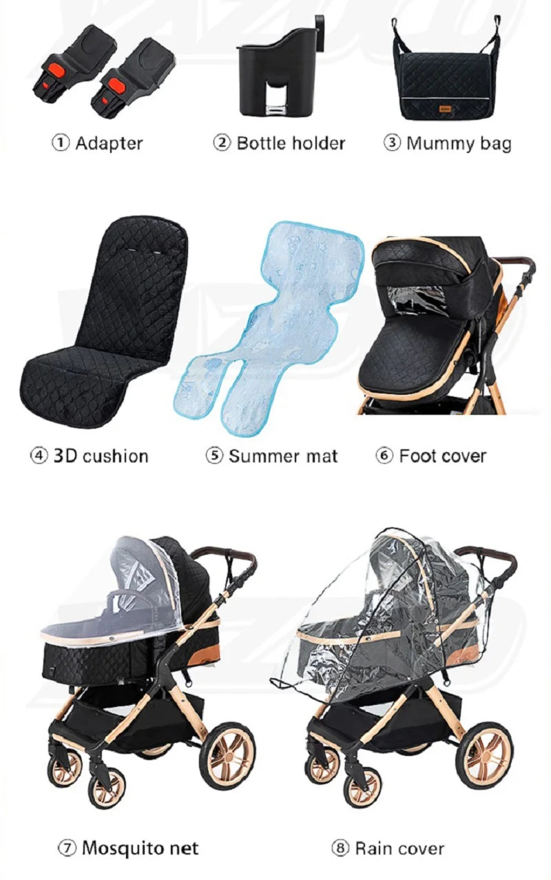 3‑in‑1 Luxury Baby Stroller Travel System