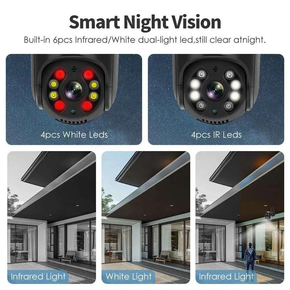 4K 8MP PTZ WiFi IP Camera Outdoor 4X Digital Zoom AI Human Detection