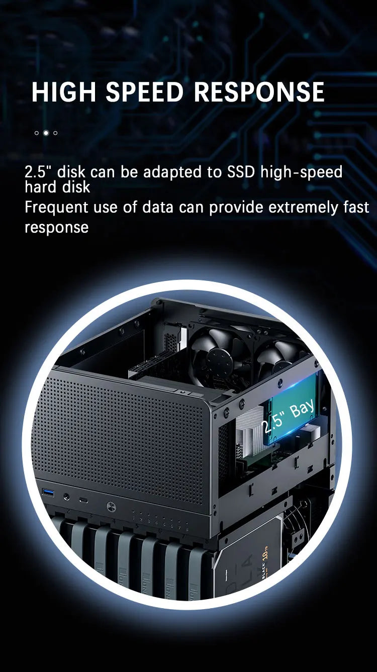 JONSBO N3 Mini NAS kabinet ITX Mini aluminium med stålplade, understøtter 130mm CPU-køler, to 100×25mm blæsere er standard