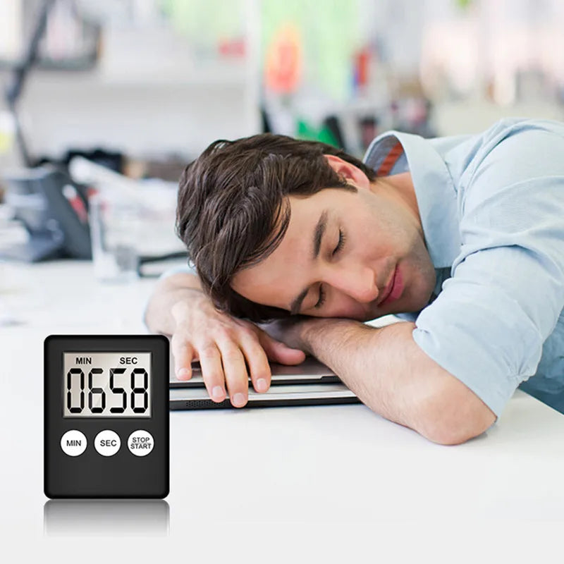 Mini Digital Kitchen Timer with LCD, Magnetic Back and Battery