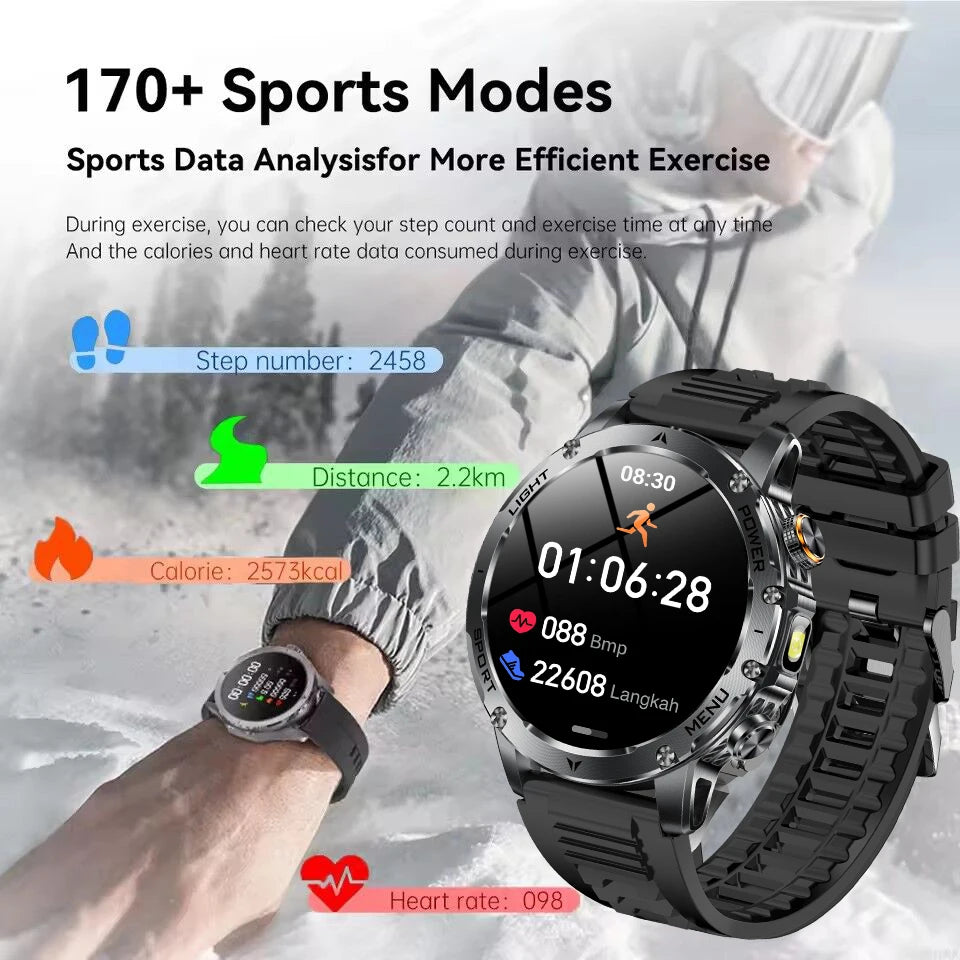 1,7-Inch Bluetooth Bel Smartwatch met Buitenverlichting