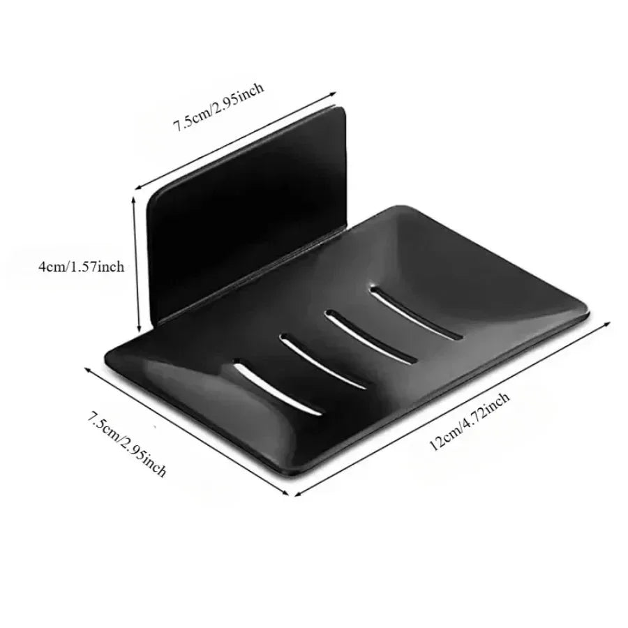 1pc  Black carbon steel soap box, non perforated wall mounted bathroom soap box, bathroom soap holder, soap storage rack 