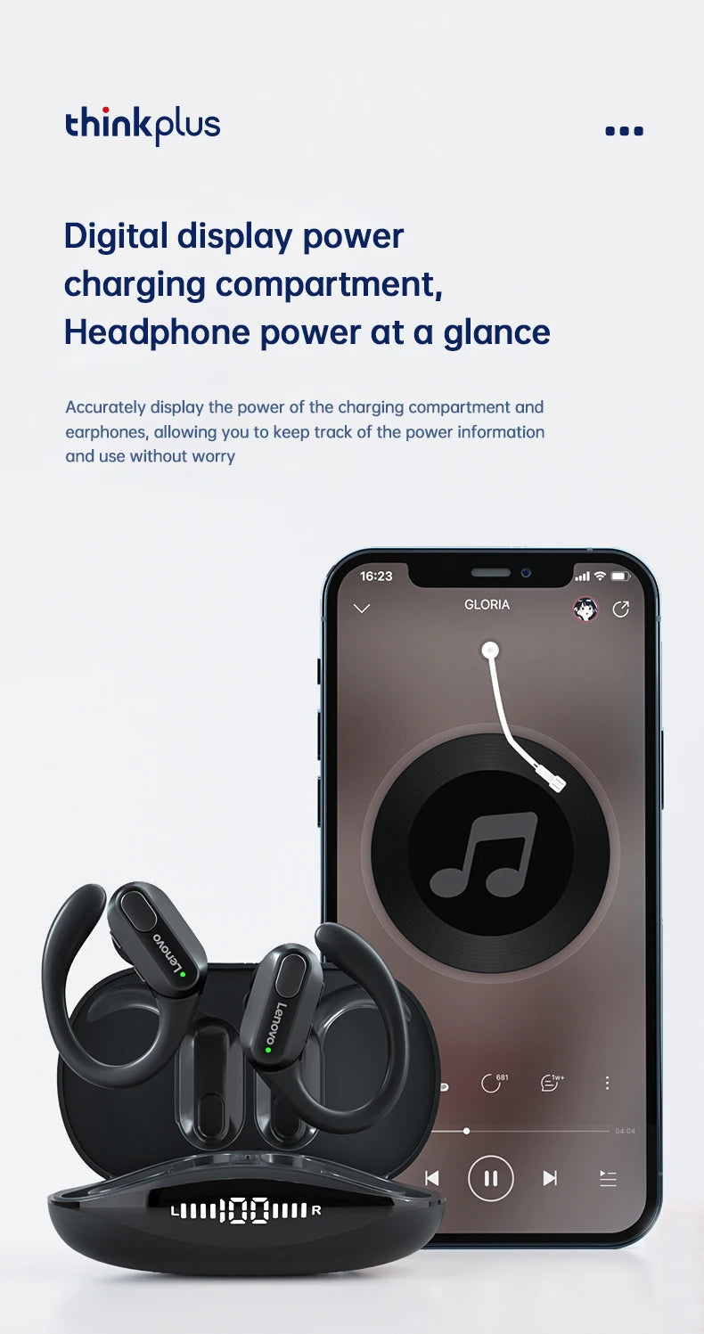 Original Lenovo XT80 Sports Wireless Earphones with Mics, LED Power Display,Hifi Stereo Sound Bluetooth 5.3 TWS HeadphHeadphones 