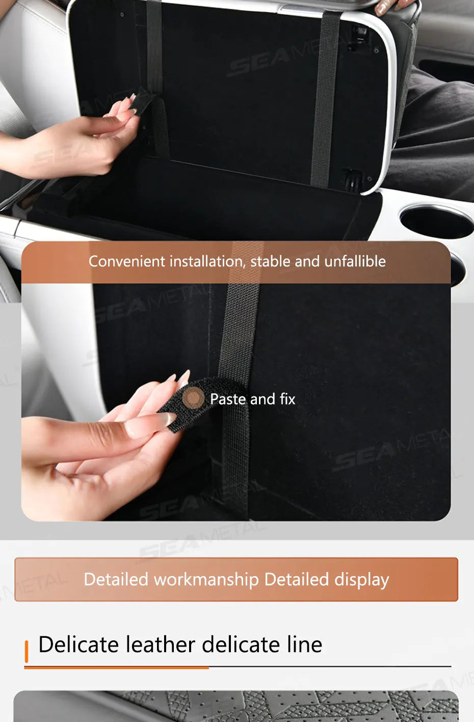 SEAMETAL 12 in 1 Car Arm Rest Cushion Multi-Pocket Center Console Cushion with Cup Holder/Tissue Holder Car Elbow Support Pad