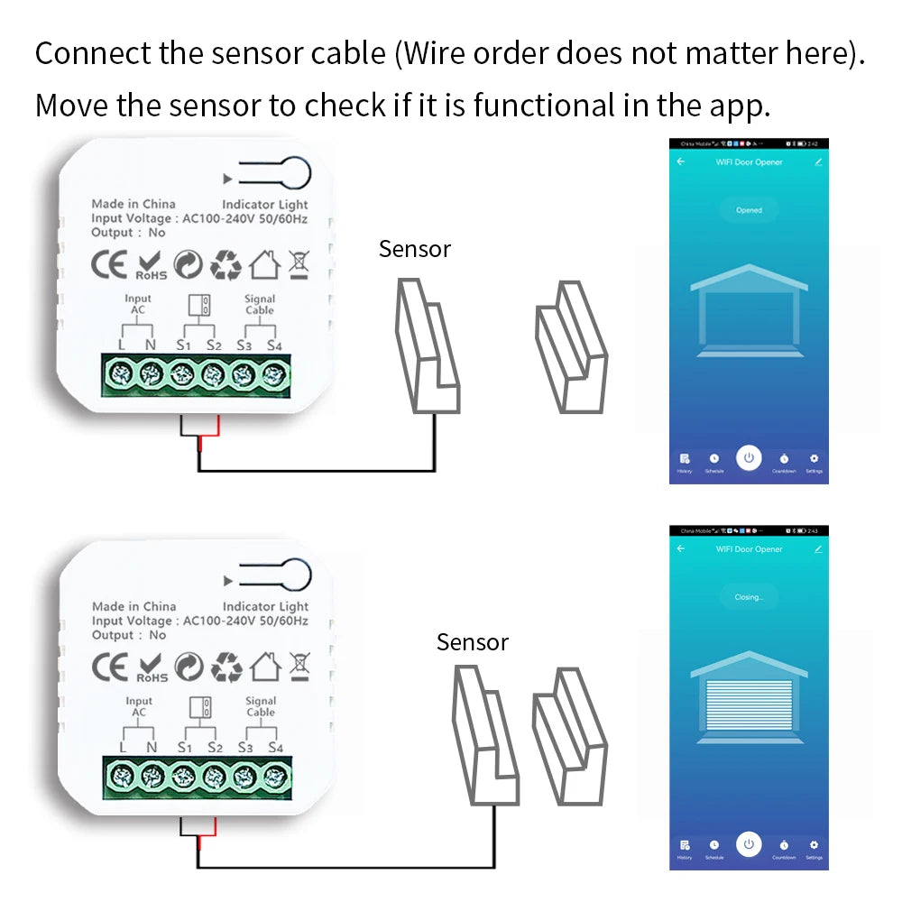Tuya WiFi garage- en scharnierspoortcontroller