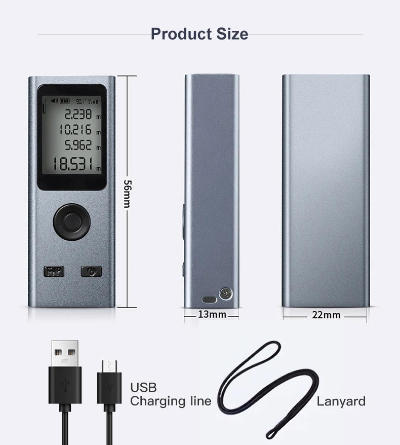 Mini Laser Rangefinder 30m High Precision USB Rechargeable Meter