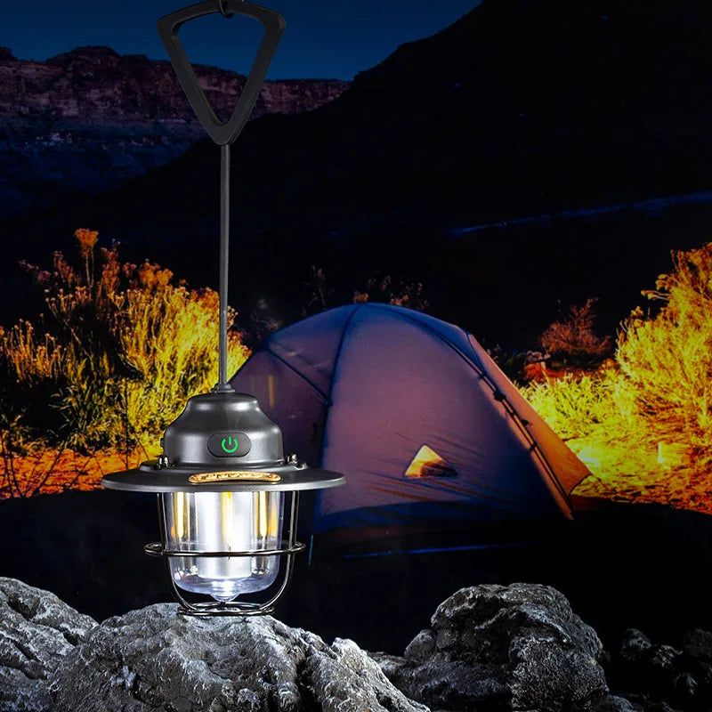 Retro Rechargeable Camping Lantern and Rope Option